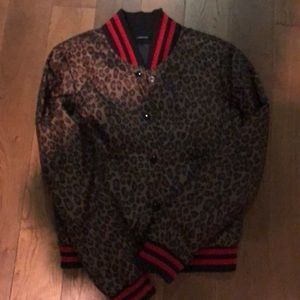 R13 leopard print bomber jacket